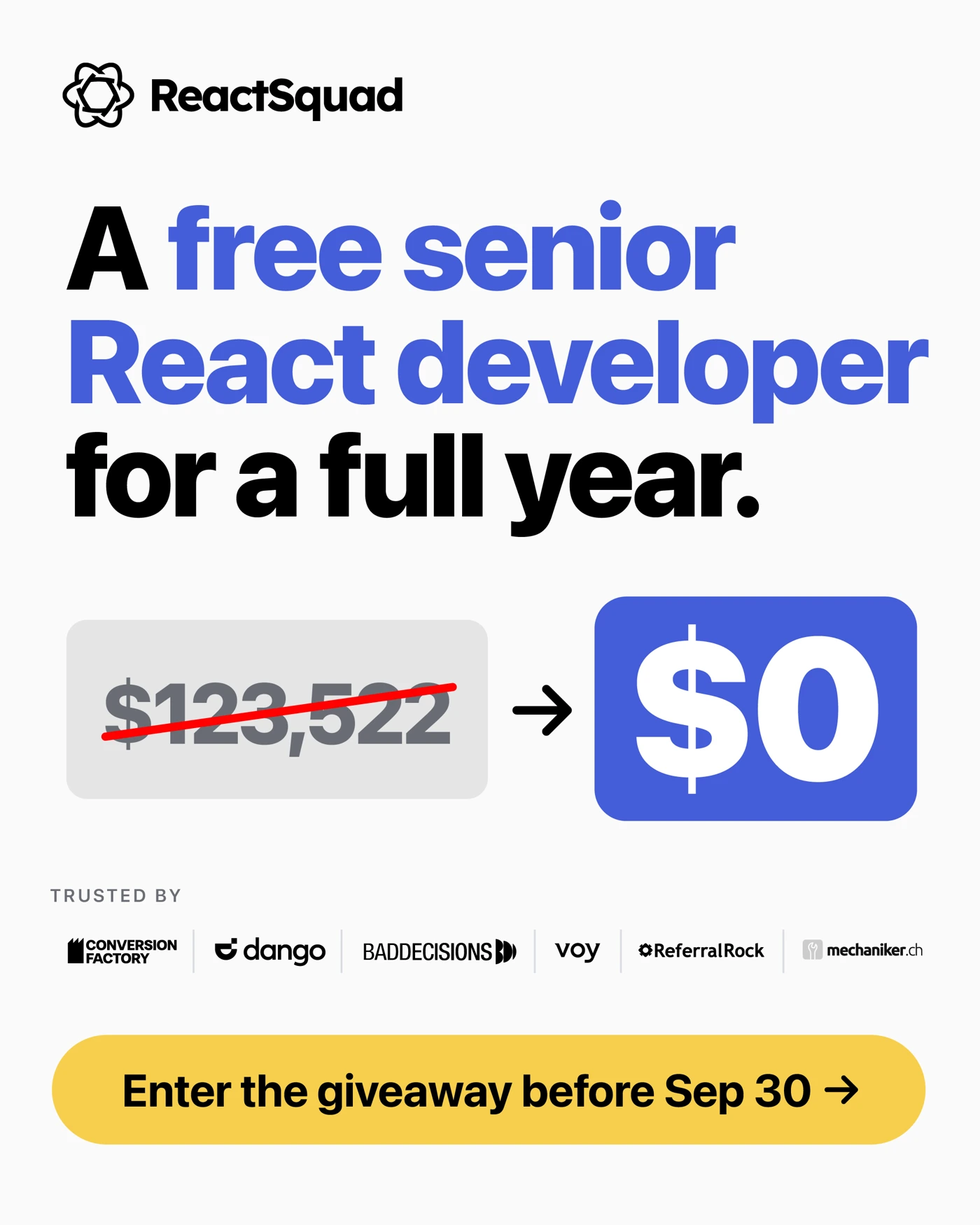 ReactSquad · Giveaway campaign creative